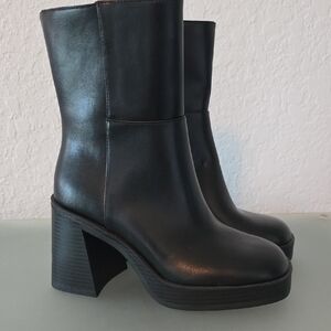 No Boundaries Black Platform Block Heel Ankle Boots